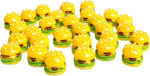 30 Pcs Miniature Hamburg Mini Lovely Burgers Miniature Resin Foods for DIY Accessories Mini Kitchen Decoration Birthday Gifts in Saudi Arabia