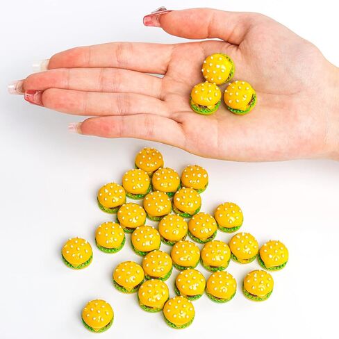 30 Pcs Miniature Hamburg Mini Lovely Burgers Miniature Resin Foods for DIY Accessories Mini Kitchen Decoration Birthday Gifts in Saudi Arabia