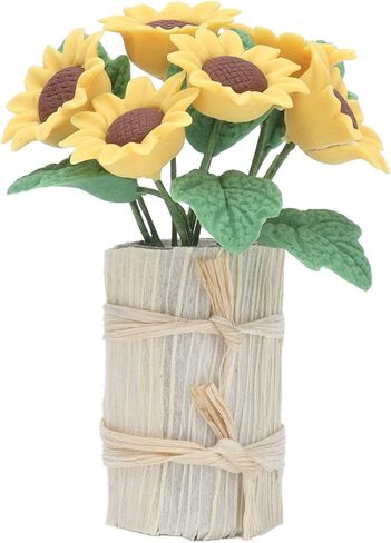 Miniature Flowers Cute Sunflower Exquisite Durable Dollhouse Plants Lifelike Flower Basket Bright Colors Mini Potted Furniture Decoration for DIY Accessories Birthday in Saudi Arabia