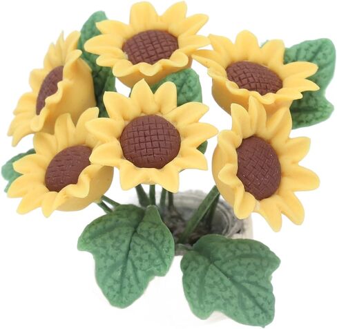 Miniature Flowers Cute Sunflower Exquisite Durable Dollhouse Plants Lifelike Flower Basket Bright Colors Mini Potted Furniture Decoration for DIY Accessories Birthday in Saudi Arabia