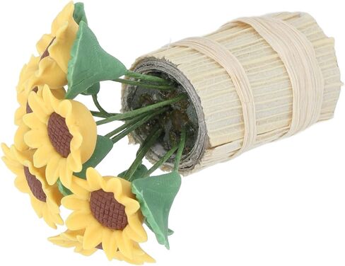 Miniature Flowers Cute Sunflower Exquisite Durable Dollhouse Plants Lifelike Flower Basket Bright Colors Mini Potted Furniture Decoration for DIY Accessories Birthday in Saudi Arabia