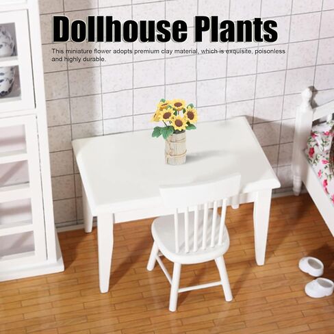 Miniature Flowers Cute Sunflower Exquisite Durable Dollhouse Plants Lifelike Flower Basket Bright Colors Mini Potted Furniture Decoration for DIY Accessories Birthday in Saudi Arabia