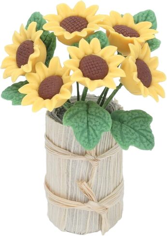 Miniature Flowers Cute Sunflower Exquisite Durable Dollhouse Plants Lifelike Flower Basket Bright Colors Mini Potted Furniture Decoration for DIY Accessories Birthday in Saudi Arabia