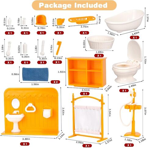 Dollhouse Furniture Set,Dollhouse Bathroom/Kitchen/Fridge/Washing Machine Laundry Set for Kids,Doll House Miniature Accessories,Educational Pretend Play Toys for Toddler,Boys,Girls in Saudi Arabia
