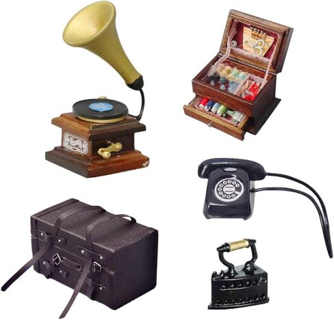 5 Pieces Miniature Furniture Set for 1/12 Scale Set (Vintage Style) in Kuwait