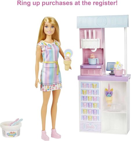 Barbie Careers Doll & Accessories, Ice Cream Shop Playset with Blonde Doll, Ice Cream Machine, Molds, Dough & More in Saudi Arabia