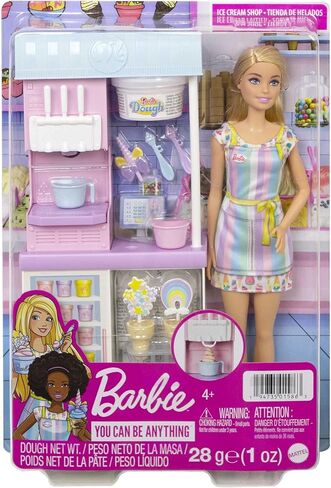 Barbie Careers Doll & Accessories, Ice Cream Shop Playset with Blonde Doll, Ice Cream Machine, Molds, Dough & More in Saudi Arabia