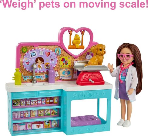 Barbie Chelsea Doll and Accessories, Pet Vet Playset with Doll, 4 Animals and 18 Pieces in Saudi Arabia