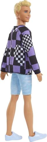 Barbie Fashionistas Ken Fashion Doll #191 with Blonde Cropped Hair in Checkered Sweater, Denim Shorts & White Sneakers in Saudi Arabia