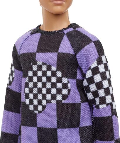 Barbie Fashionistas Ken Fashion Doll #191 with Blonde Cropped Hair in Checkered Sweater, Denim Shorts & White Sneakers in Saudi Arabia