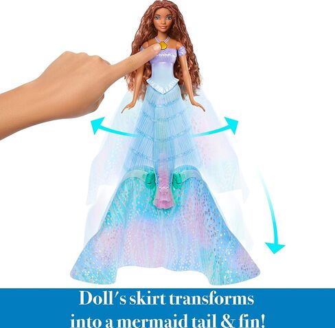 Mattel The Little Mermaid Transforming Ariel Fashion Doll, Switch from Human to Mermaid, Toys Inspired by the Movie in Saudi Arabia