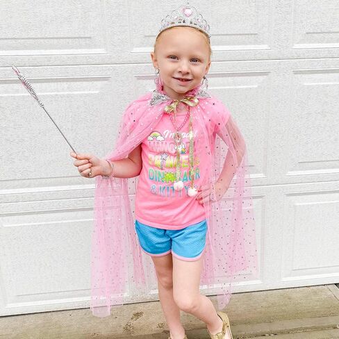 Fedio Princess Cape Set 7 Pieces Girls Princess Cloak with Tiara Crown, Wand for Little Girls Dress up (Blue) in Kuwait