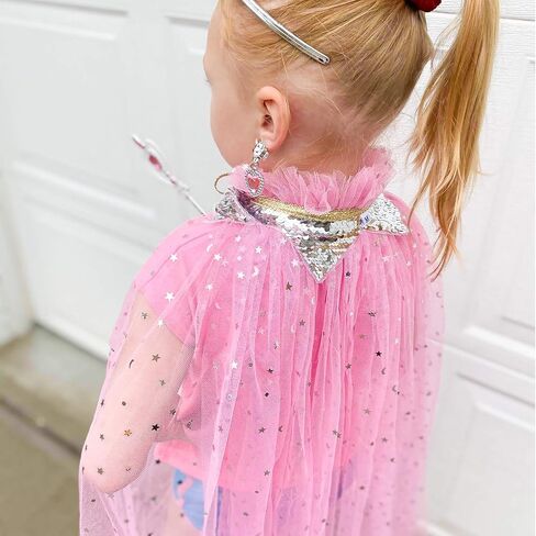 Fedio Princess Cape Set 7 Pieces Girls Princess Cloak with Tiara Crown, Wand for Little Girls Dress up (Blue) in Kuwait