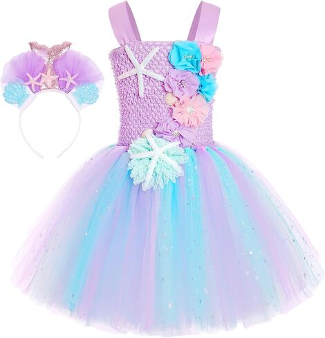 Koatobbor Girls Mermaid Costume Mermaid Tutu Dress Color Led Light Up for Halloween Birthday Party 3-8Years in Saudi Arabia