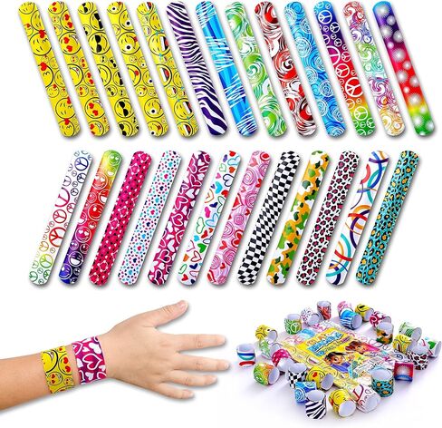 50-Pc Slap Bracelets for kids, Classroom Prizes Snap Wristbands Party Favors for kids 8-12 DIY for Children's Prizes One-Size-Fits-All Toddler Party Supplies, Stocking Stuffers, Birthday Party Favors in Saudi Arabia