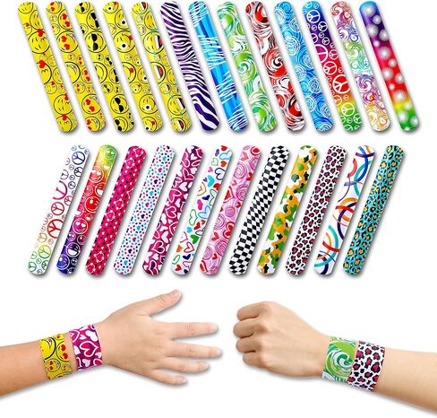 50-Pc Slap Bracelets for kids, Classroom Prizes Snap Wristbands Party Favors for kids 8-12 DIY for Children's Prizes One-Size-Fits-All Toddler Party Supplies, Stocking Stuffers, Birthday Party Favors in Saudi Arabia