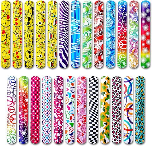 50-Pc Slap Bracelets for kids, Classroom Prizes Snap Wristbands Party Favors for kids 8-12 DIY for Children's Prizes One-Size-Fits-All Toddler Party Supplies, Stocking Stuffers, Birthday Party Favors in Saudi Arabia