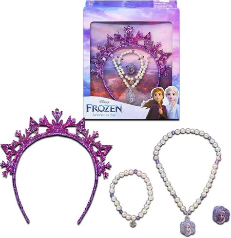 Disney Frozen Hair Accessories Set - 11 Pc Dress Up Bundle with Frozen Tiara, Hair Bows, Necklace, and Hair Ties Plus Stickers and More (Frozen Gift Set) in Kuwait