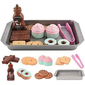 ELitao Cookie Play Food Set, Play Food for Kids Kitchen - Toy Food Accessories - Toy Foods with Play Baking Cookies and Cupcakes Plastic Food for Pretend Play, Kids Toddler Childrens Birthday Gifts in Saudi Arabia