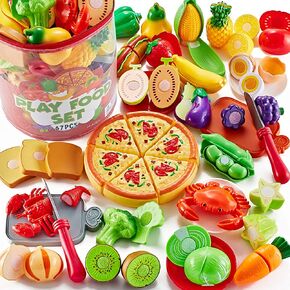 Shimirth 67Pc Pretend Play Food Sets for Kids Kitchen, Pizza Toy Food & Cutting Fake Food - Fruits & Vegetables, Play Kitchen Toys Accessories, Pretend Food Toys for Toddlers Boys Girls Birthday Gift in Saudi Arabia