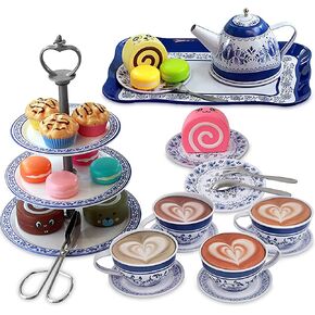 IQ تويز طقم شاي وكعك مكون من 39 قطعة لحفلات الشاي التظاهرية! تتضمن مجموعة شاي ومعجنات كاملة مع حامل كيك in Kuwait