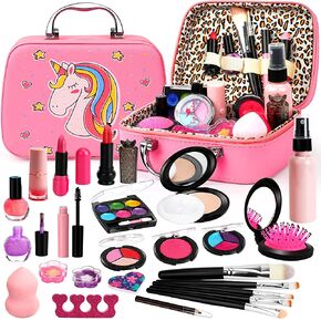 فلاي باي مجموعة مكياج للاطفال للبنات، مجموعة مكياج حقيقية، العاب مكياج قابلة للغسل للبنات الصغيرات للعب التظاهري للاطفال بعمر 4 و5 و6 و7 سنوات، العاب هدايا عيد الميلاد in Kuwait