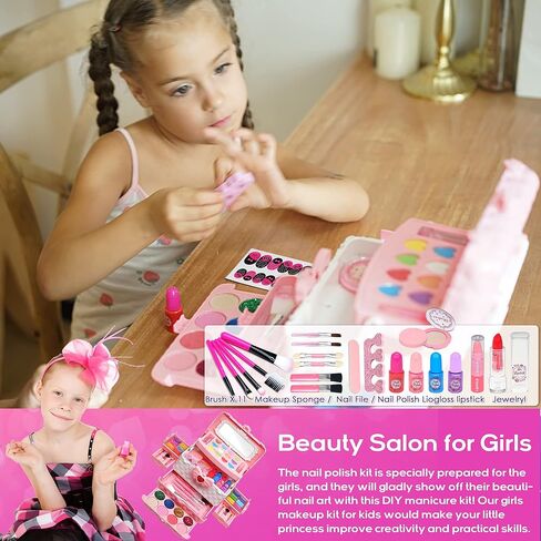 Kids Makeup Kit for Girl - Kids Makeup Kit Toys for Girls,Play Real Makeup Girls Toys, Washable Make Up for Little Girls, Non ToxicToddlers Pretend Cosmetic Kits,Age4-12 Year Old Children Gift in Kuwait