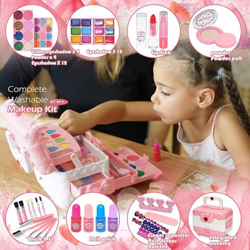 Kids Makeup Kit for Girl - Kids Makeup Kit Toys for Girls,Play Real Makeup Girls Toys, Washable Make Up for Little Girls, Non ToxicToddlers Pretend Cosmetic Kits,Age4-12 Year Old Children Gift in Kuwait
