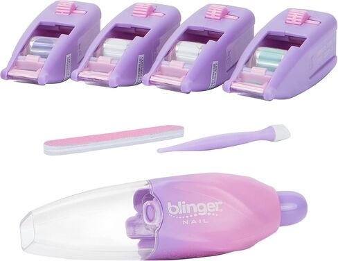 بلينغر مجموعة عصا اظافر التيميت - جلام يور نيفر في خطوة واحدة - سهلة الاستخدام - بدون وقت انتظار او فوضى - تصميمات دوارة - فن الاظافر - 4 خراطيش قابلة للتبديل - حصري من أمازون in Kuwait