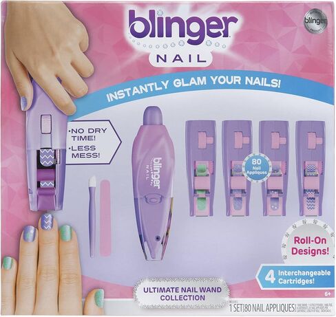 بلينغر مجموعة عصا اظافر التيميت - جلام يور نيفر في خطوة واحدة - سهلة الاستخدام - بدون وقت انتظار او فوضى - تصميمات دوارة - فن الاظافر - 4 خراطيش قابلة للتبديل - حصري من أمازون in Kuwait