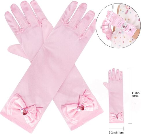 Princess Dress Up Party Accessories for Princess Costume Gloves Tiara Wand Necklace Earrings Bracelet and Ring Gift Set 9pcs (Pink, Set of 7, 9pcs) in Saudi Arabia