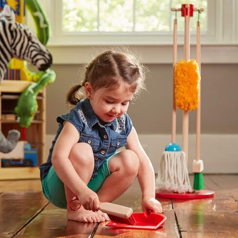 Melissa & Doug Let's Play House Dust! Sweep! Mop! 6 Piece Pretend Play Set - Toddler Toy Cleaning Set, Pretend Home Cleaning Play Set, Kids Broom And Mop Set For Ages 3+ in Saudi Arabia