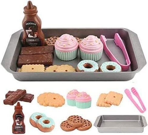 ELitao Cookie Play Food Set, Play Food for Kids Kitchen - Toy Food Accessories - Toy Foods with Play Baking Cookies and Cupcakes Plastic Food for Pretend Play, Kids Toddler Childrens Birthday Gifts in Saudi Arabia