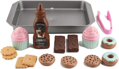 ELitao Cookie Play Food Set, Play Food for Kids Kitchen - Toy Food Accessories - Toy Foods with Play Baking Cookies and Cupcakes Plastic Food for Pretend Play, Kids Toddler Childrens Birthday Gifts in Saudi Arabia