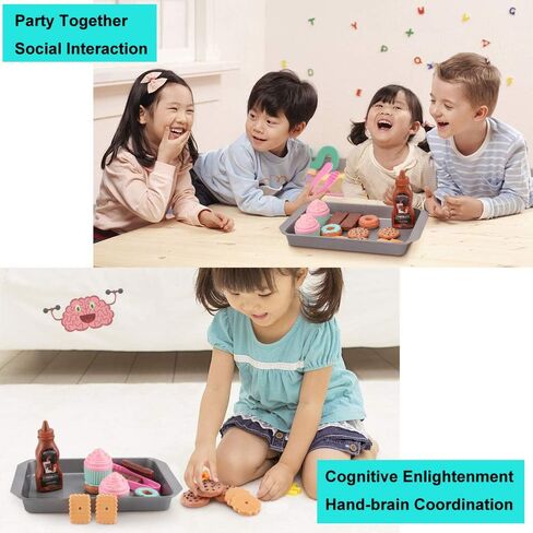 ELitao Cookie Play Food Set, Play Food for Kids Kitchen - Toy Food Accessories - Toy Foods with Play Baking Cookies and Cupcakes Plastic Food for Pretend Play, Kids Toddler Childrens Birthday Gifts in Saudi Arabia