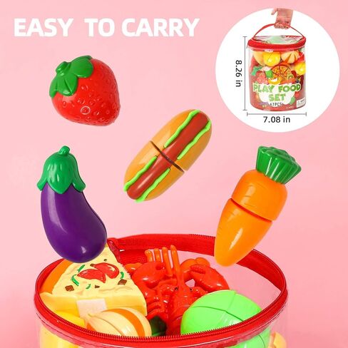 Shimirth 67Pc Pretend Play Food Sets for Kids Kitchen, Pizza Toy Food & Cutting Fake Food - Fruits & Vegetables, Play Kitchen Toys Accessories, Pretend Food Toys for Toddlers Boys Girls Birthday Gift in Saudi Arabia