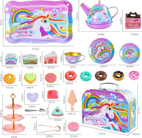 MEIJIABA Tea Party Set for Little Girls, Kids Play Tea Set for Toddlers 1-3, Plastic Tin Toy Tea Set, Pretend Princess Tea Party Set, Kitchen Birthday Gifts for 3 4 5 6 Year Old Girl in Kuwait