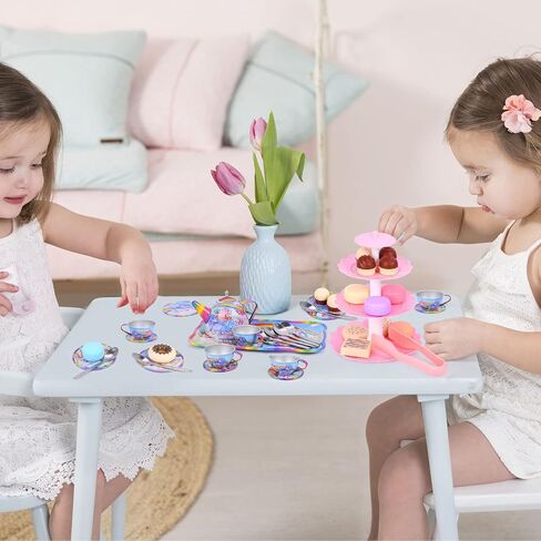 FUCNEN مجموعة الشاي للفتيات الصغيرات حفلة التظاهر اللعب الحلوى والشاي بعد الظهر مجموعة ألعاب صغيرة للفتيات / الأطفال الصغار / الأطفال الذين تتراوح أعمارهم بين 3 4 5 6 7 8 هدية حفلة الشاي كوب الشاي يونيكورن مجموعة لعيد ميلاد أو مهرجان in Kuwait