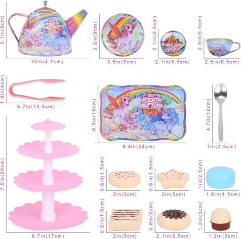 FUCNEN مجموعة الشاي للفتيات الصغيرات حفلة التظاهر اللعب الحلوى والشاي بعد الظهر مجموعة ألعاب صغيرة للفتيات / الأطفال الصغار / الأطفال الذين تتراوح أعمارهم بين 3 4 5 6 7 8 هدية حفلة الشاي كوب الشاي يونيكورن مجموعة لعيد ميلاد أو مهرجان in Kuwait