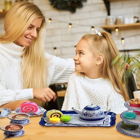 IQ تويز طقم شاي وكعك مكون من 39 قطعة لحفلات الشاي التظاهرية! تتضمن مجموعة شاي ومعجنات كاملة مع حامل كيك in Kuwait