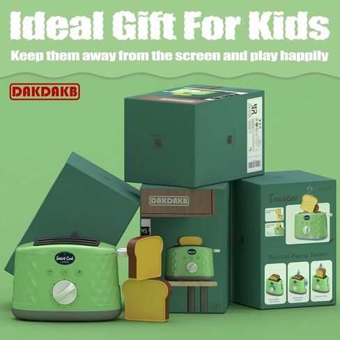 Toy Toaster, Play Toaster with Pop Up Toast Toy Cooking Set with Toy Kitchen Accessories for Children, Birthday Gift for Kids Boys in Saudi Arabia