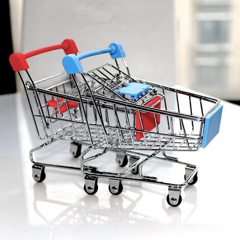 عربة تسوق صغيرة، عربة يد سوبر ماركت، عربة تسوق صغيرة، لعبة تخزين سوبر ماركت صغيرة، زخارف زخرفية لألعاب التخزين (أحمر) in Kuwait
