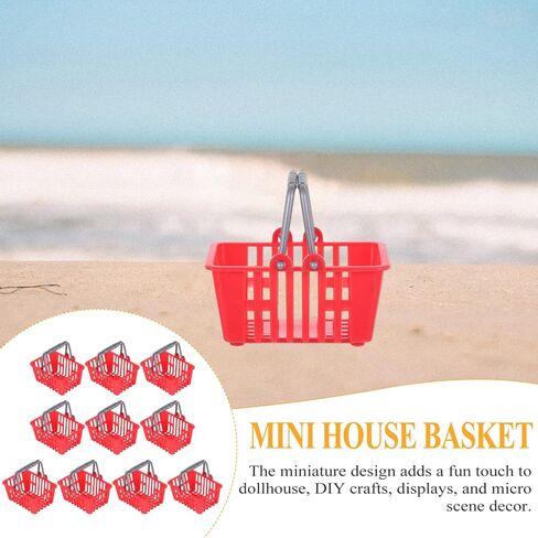 Ipetboom Plastic Round or Rectangular Baskets, 10 Pcs, Blue, Mini Supermarket Basket for Doll House, Storage and Decoration in Saudi Arabia