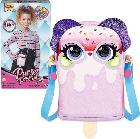 محفظة الحيوانات الأليفة، لعبة تريت يو سيلف بوبسيكل التفاعلية للحيوانات الأليفة وحقيبة كروس مع أضواء، أكثر من 25 صوتًا وتفاعلات، ألعاب أطفال للفتيات in Kuwait