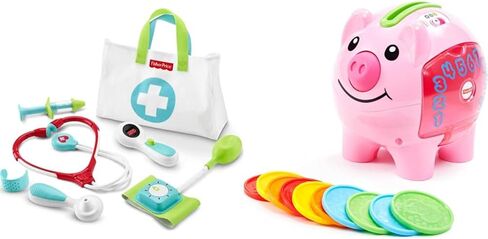 مجموعة أدوات طبية للعب التظاهري لمرحلة ما قبل المدرسة من فيشر برايس مكونة من 7 قطع حقيبة طبيب وألعاب تلبيس للأطفال من سن 3 سنوات فما فوق in Kuwait
