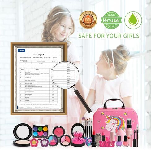 فلاي باي مجموعة مكياج للاطفال للبنات، مجموعة مكياج حقيقية، العاب مكياج قابلة للغسل للبنات الصغيرات للعب التظاهري للاطفال بعمر 4 و5 و6 و7 سنوات، العاب هدايا عيد الميلاد in Kuwait