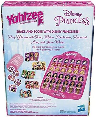 Yahtzee Jr.: Disney Princess Edition Board Game for Kids Ages 4 and Up, For 2-4 Players, Counting and Matching Game for Preschoolers (Amazon Exclusive) in Saudi Arabia