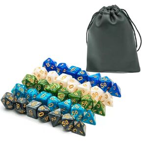 10 Sets DND Dice Polyhedral Dice Set (70pcs) with 2 Leather Bag, D&D Dice Set for Dungeons and Dragons, RPG, MTG Table Games(10Sets/70Pcs)