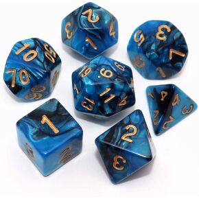 Polyhedral DND Dice Set Glitter Dice for Dungeon and Dragons D&D RPG Role Playing Games Green Mix Black Nebula Dice