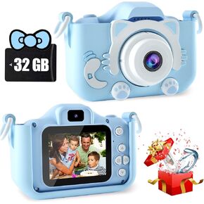 Kids Camera Toys for 3 4 5 6 7 8 9 10 11 12 Years Old Boys/Girls, Kids Digital Camera for Toddler with Video, Birthday Festival for Kids, Selfie Camera for Kids, 32GB TF Card